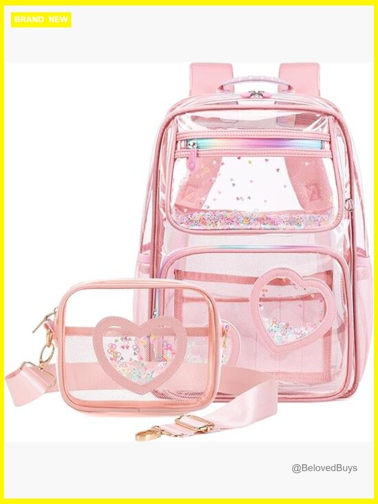 Clear Backpack for Girls, Heavy Duty See Through Daypack, Stadium Approved